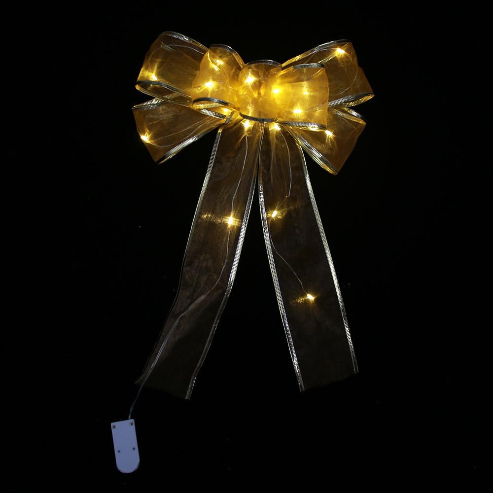 Stylish Silver Large Christmas Bow Decoration With Multicolored And Warm Light Choices