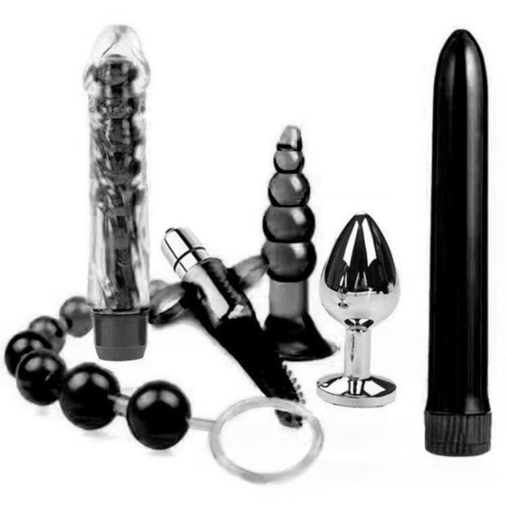 6pcs BDSM Anal Plug Vibrator Penis Rings Kit Anal Beads Dildos SM Butt Plug G Spot Prostate Massager Sex Toys for Men and Women