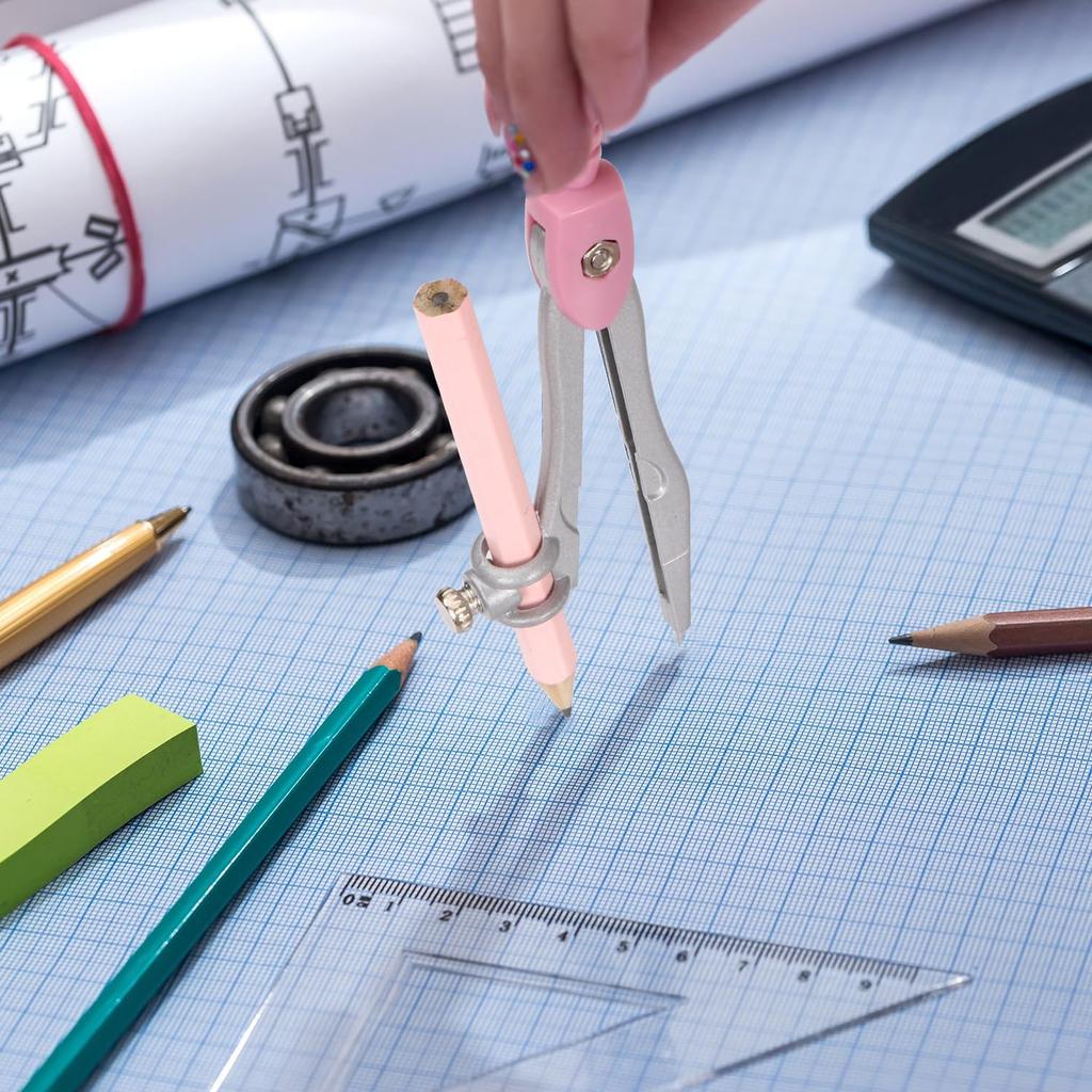 Compass Geometry Tool Protractor and Compass Set with Metal Box Drawing Compass with Rulers Math Compass Kit for Class Supplies and School 8 Piece