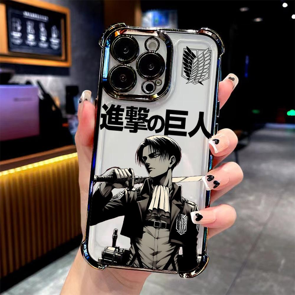 Anime Attack Phone Case For iPhone 17 16 15 14 13 12 11 Pro Max X XR XSMax Mini Air Plus Anti-Fall Airabag On Titan Levi Plating