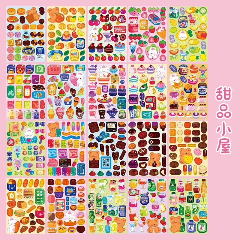 20 Pcs Cute Food Sticker Collection, Shiny Cartoon Decals for DIY Cards, Kawaii Journaling Supplies