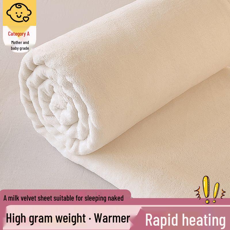 Luxurious Velvet Bed Sheet – Thick, Solid Color, for 1.5m/1.8m Beds, Ideal for Autumn/Winter