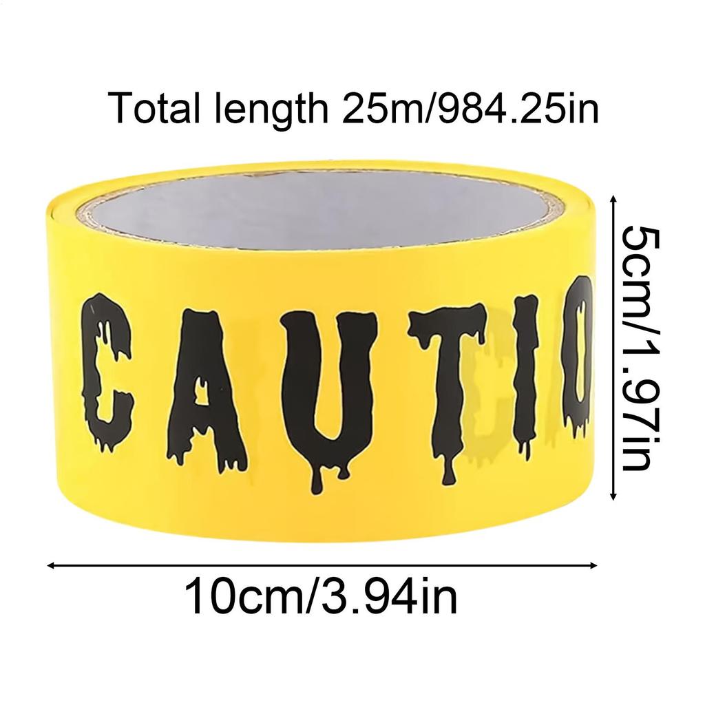 Halloween Tape Yellow Warning Scary Party Decorations Safety Scene Caution Tape Roll Party Props for Outdoor Door Window