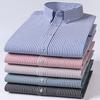 New Cotton Oxford Shirts Men's Long Sleeves Stripe Thin Soft Regular Fit Formal Dress Shirt Pocket Social Blouse Male Clothing
