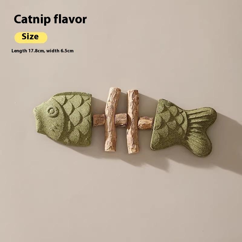 Cat Toys Catnip Fish Bones Wood Polygonum Molar Tooth Stick Simulation Fish Molar Tooth Resistance Self-Hi Boredom Teaser Cat Stick