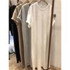 Women's Summer T-Shirt-Style Midi Dress: Loose-Fit, Plus Size, Casual, Knee-Length