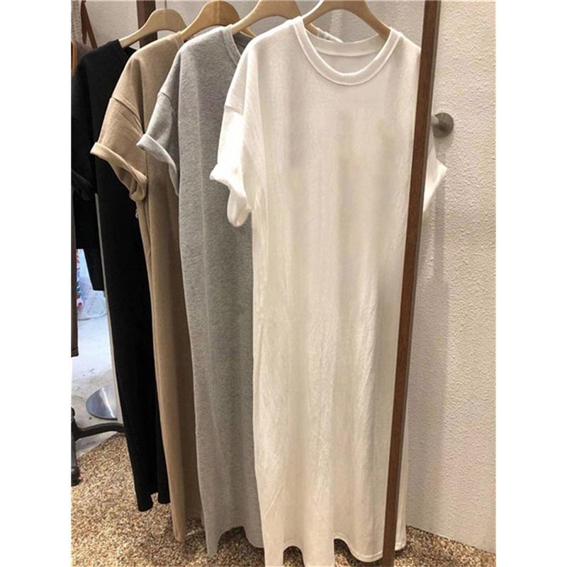 Women's Summer T-Shirt-Style Midi Dress: Loose-Fit, Plus Size, Casual, Knee-Length