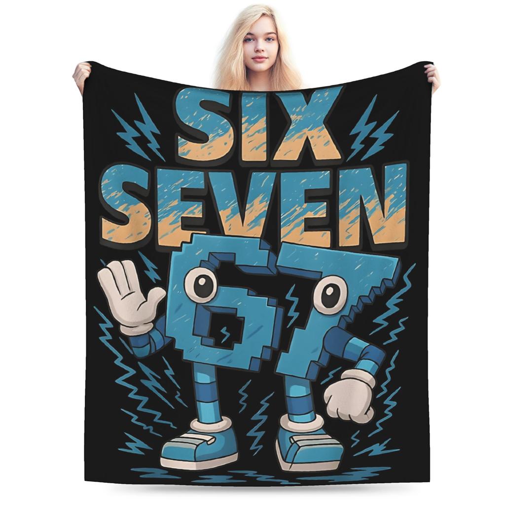 Kids Meme 67 Six Seven 6 7 Italian Brainrot Super Soft Blankets  Kids Plush Throw Blanket Print Flannel Bedspread Sofa Bed Cover