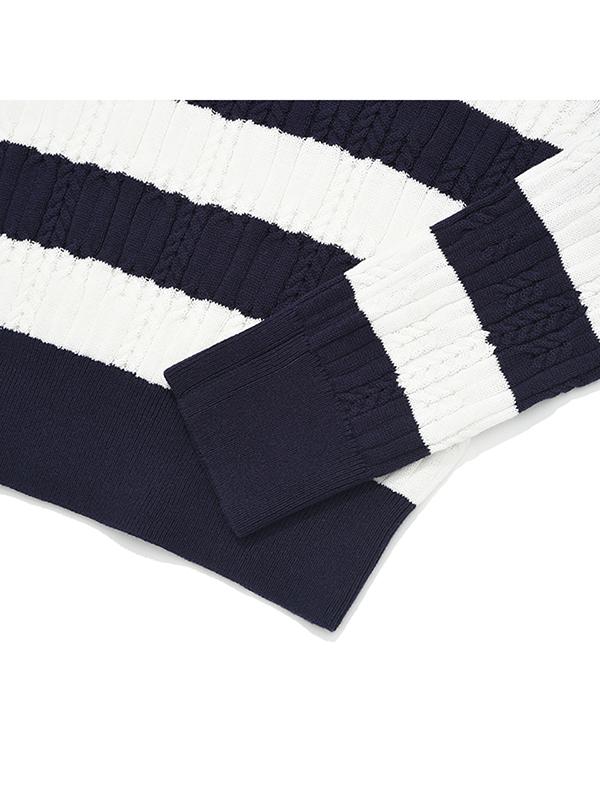 KIRSH Small Cherry Stripe Crop Knit [Navy]