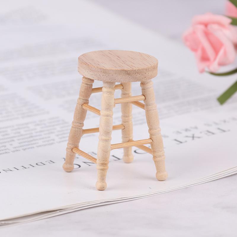 1Pcs Dollhouse Log Round Stool Mini Ornament