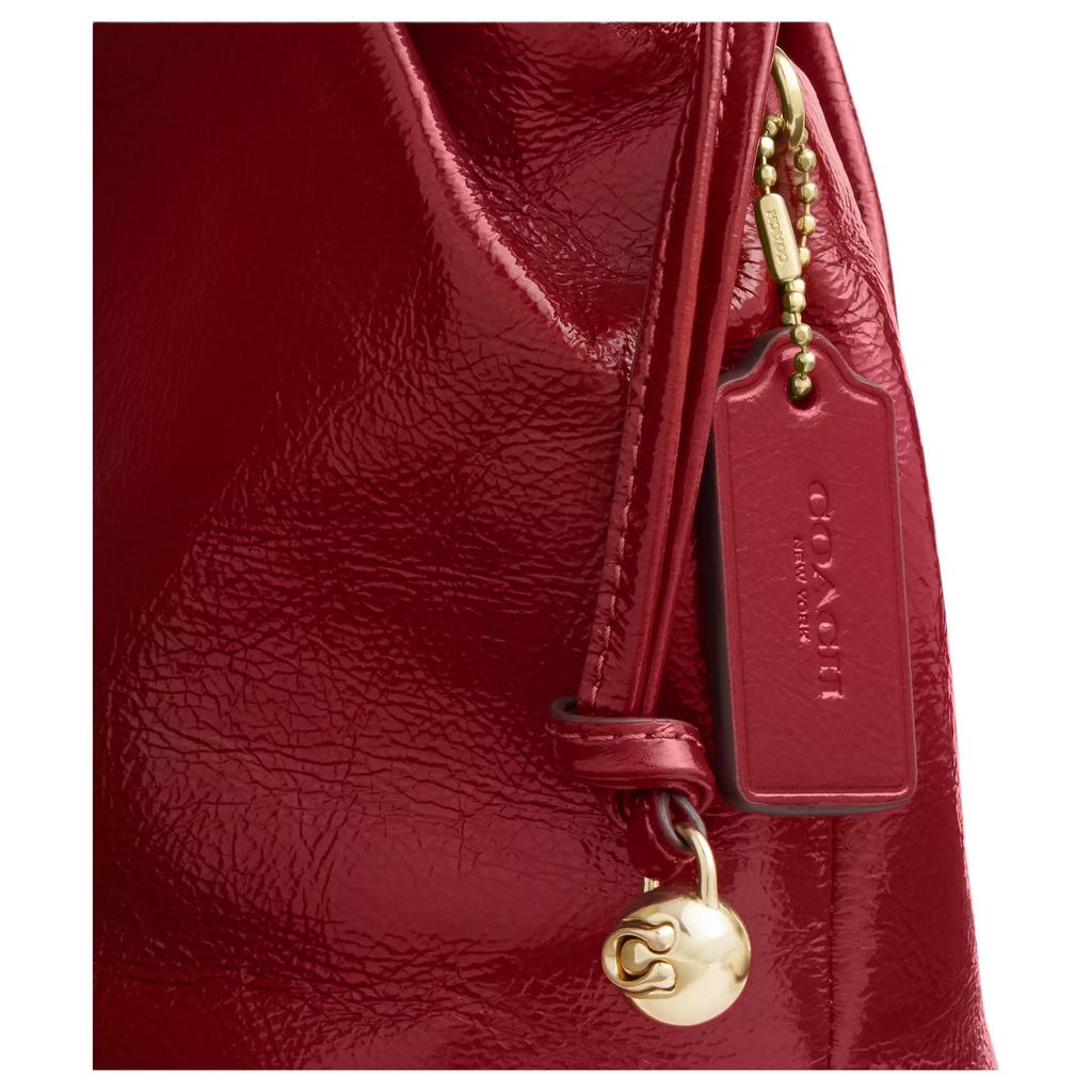 Coach Faye 18 Gold Logo Drawstring Bucket Bag Wrinkled Leather Mini Shoulder Bag Red Women bags CDB68-IMPX1