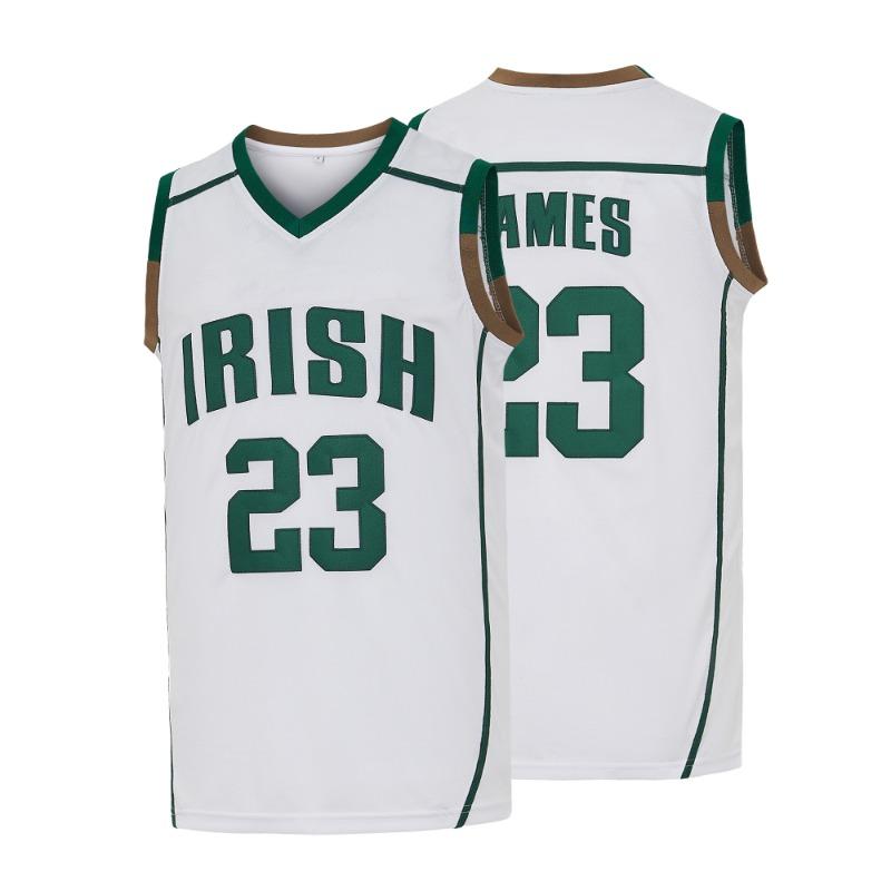 Men's #23 IRISH James Embroidered Basketball Jersey,From St. Vincent And St. Mary's High School Auction In Ohio,Training Match Jersey