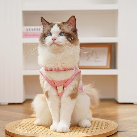 Pet Vest Striped Contrasting Color Soft Breathable Dog Harness with Traction Ring Stretchy Fit Machine Washable Small Medium Large Pet Vest