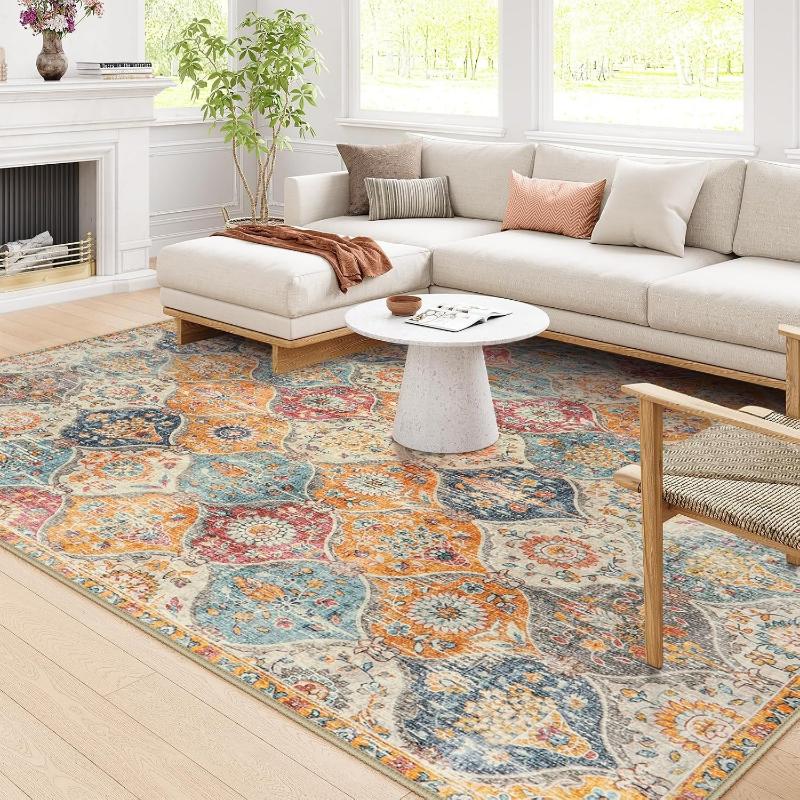 Living Room Carpet Machine Washable Non-slip Floor Mat Vintage Moroccan Style Rug Large Area Home Decoration Rugs Alfombra