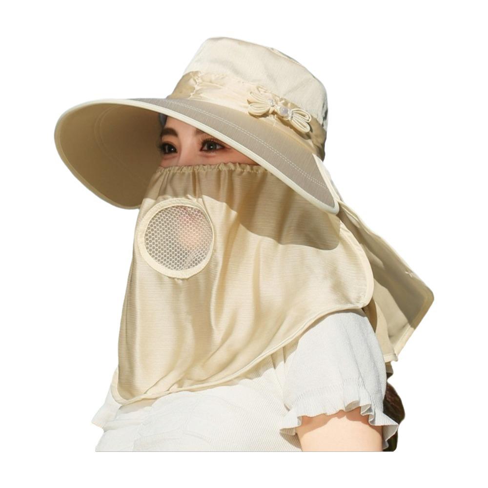 Wide Brim Sunshade Sun Hat Lightweight Breathable Women Picking Tea Hat Face Cover UV Protection Neck Flap Hat Summer Season