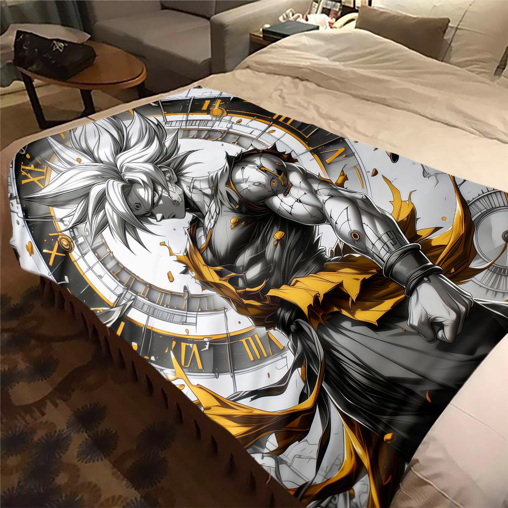 1 Stück Son Goku Druck Flanelldecke, Hohe Qualität für alle Jahreszeiten, Heimdekoration, Wärme und Komfort, Perfekt für Weihnachtsgeschenke