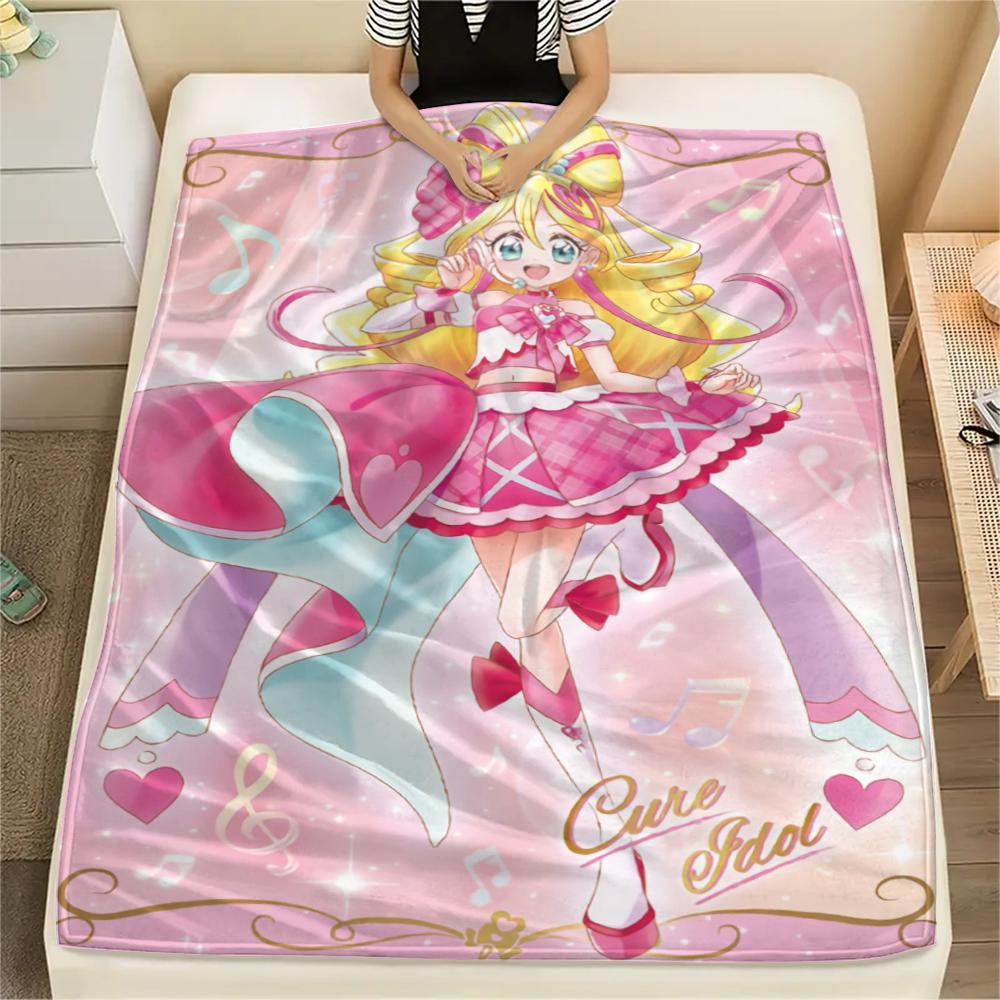 1PC Pretty Cure Print Flannel Blanket, High quality Comfortable for All Seasons, Home Decor, Warmth and Comfort, Perfect for Christmas Gifts121