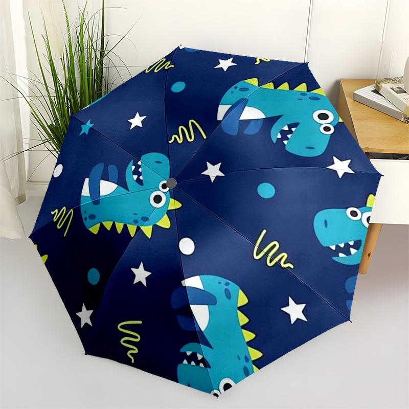 1pc Dinosaur Space Adventure Fabric Umbrella with Plastic Handle,Vibrant Cartoon Pattern,Multi-functional UmbrellaB1972