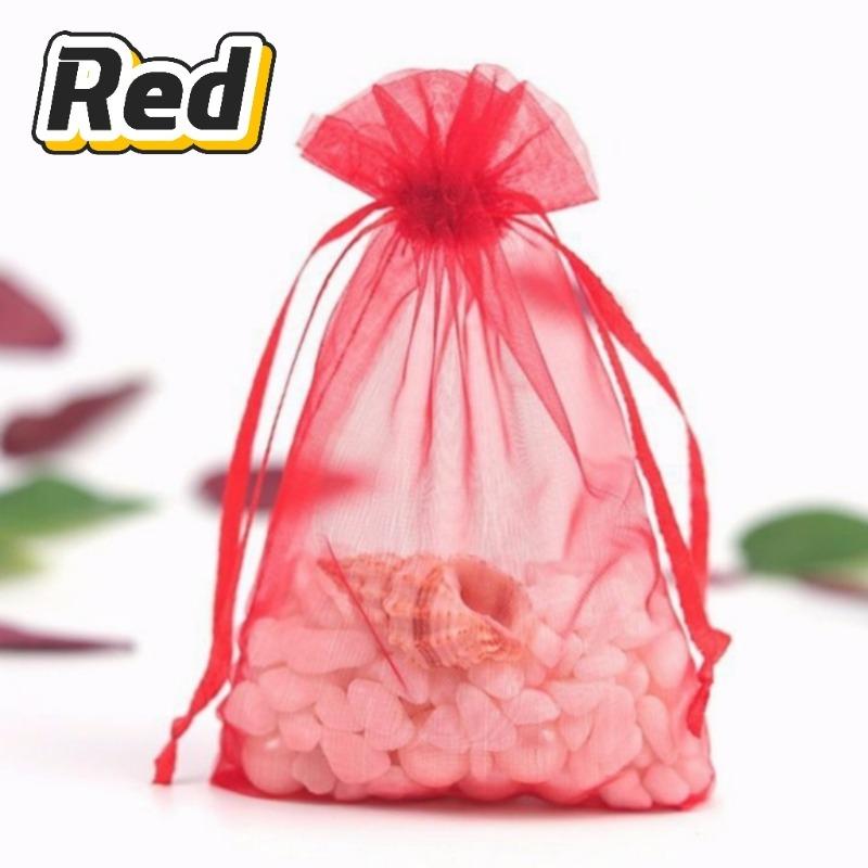 

1-100pcs 4 Colors Organza Bags Jewelry Bag Wedding Gift Storage Drawstring Pouches Jewelry Packaging Bags Present Wholesale 1pc&7x9cm красный