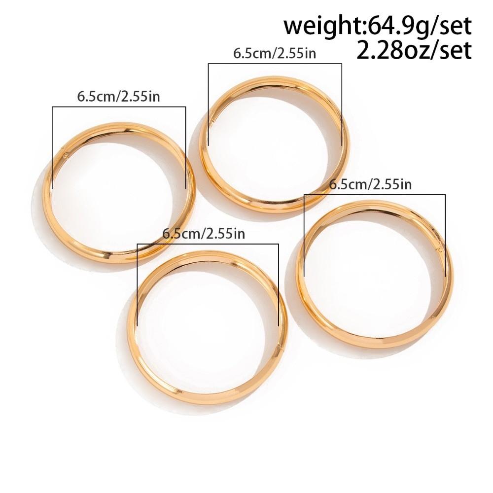 Gold Silver Color Metal Bracelets Set Geometric Wide Stackable Bangles Multilayer Bangles Gifts