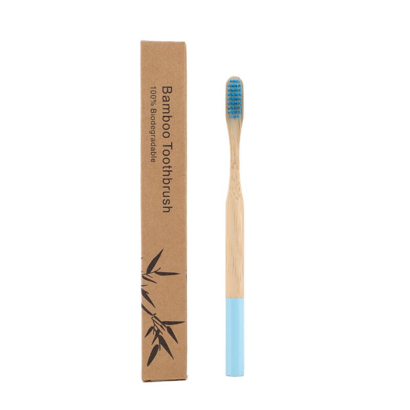 Eco Biodegradable Kraft Box Color Painted Round Handle Adult Soft Ready Stock Customizable Bamboo Toothbrush