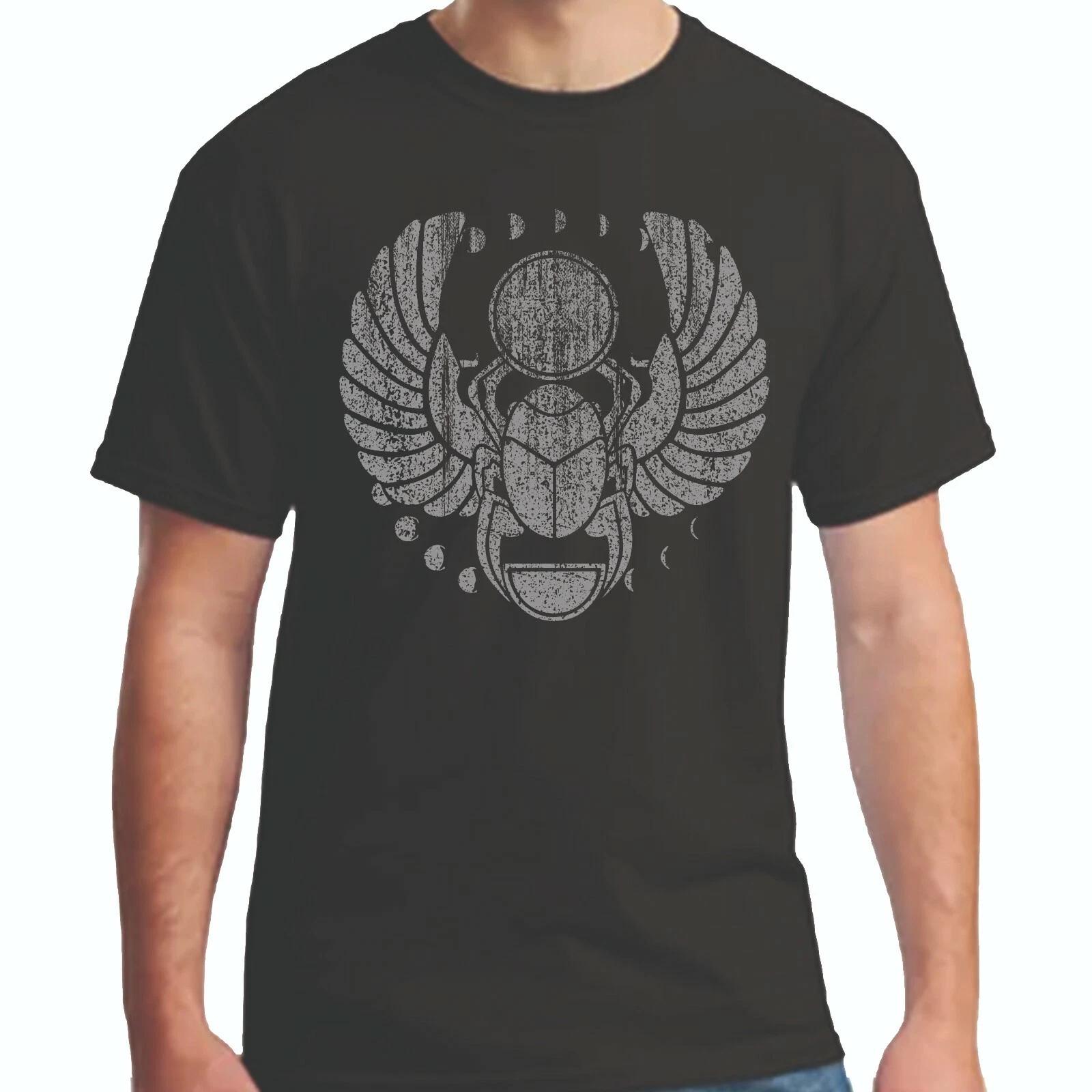 Egyptian Scarab T-shirt With Moon Cycle Egypt Ancient Artefacts Birthday Gift XL