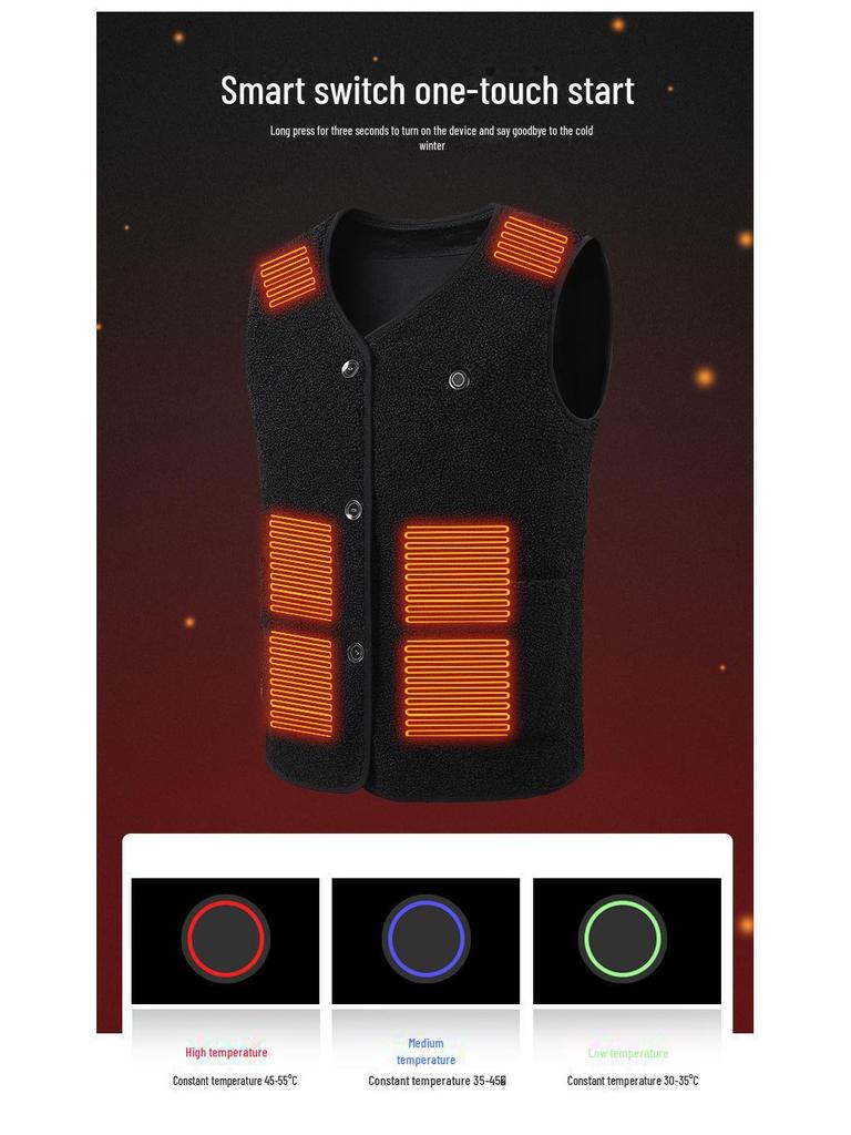 Smart Carbon Fiber Heated Vest - Warm Teddy Fleece for Autumn & Winter