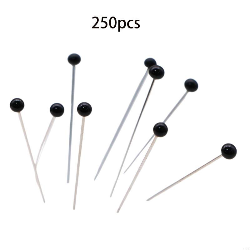 250pcs 38mm Sewing Pins for Fabric Bead Glass for Head Pins Knitting Needle DIY Safety Pin Quilting Tool X3UC