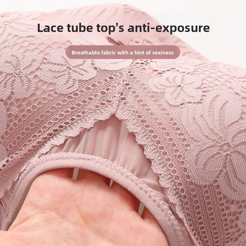 Plus Size Bandeau Bra Women Thin Wireless Full Coverage Push Up Side Smoothing Backless Bra Anti Slip Comfortable Supportive Underwear