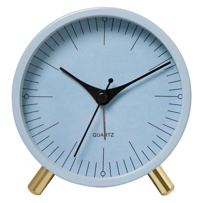 Round Creative Student Hands Desk Clock Metal Alarm Clock Bedroom Living Room Decoration Simple Silent Children's Clock