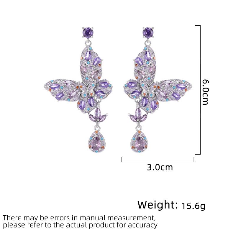 Damen Leichter Luxus Design Elegante Eingelegte Zirkon Lange Schmetterlings-Ohrringe Modische Und Vielseitige Nischendesign-Ohrringe