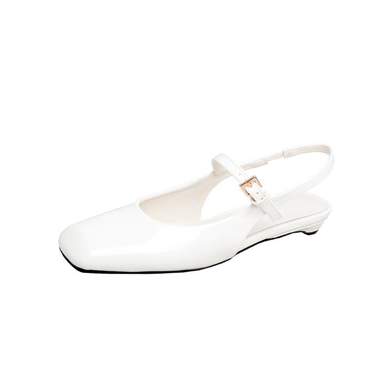 Sheepskin version~ French bag head Mary Jane sandals women's commuting versatile one-word buckle belt empty cat heel temperament single shoes