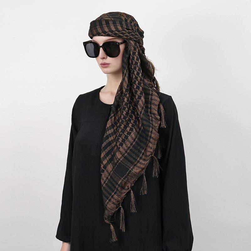 Square Arab Xale Muslim Chess Striped Striped Outdoor Scarf Wind And Sand Neck Cover