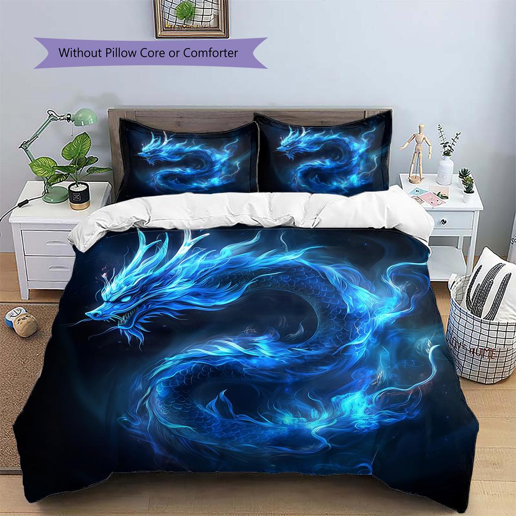Lightning dragon  Pattern Bedding Quilt Set Quilt Cover Pillowcase Home Decoration  Gift (1 * duvet cover + 2 * pillowcase, without core)