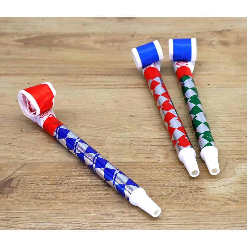 Japanese-made Traditional Toy, Retractable Party Blower (12-piece Set, Assorted Colors)