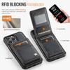 For iPhone 16 Pro Case AUTSPACE A12 Leather Back Cover with Magnetic Detachable Card Bag Kickstand