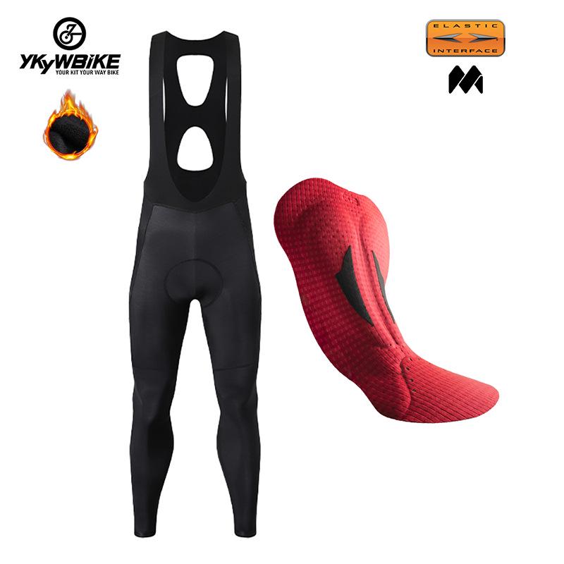 

Winter Fleece Men s Bib Cycling Pants with Warm Side Pockets and Double Arrow Pad XL