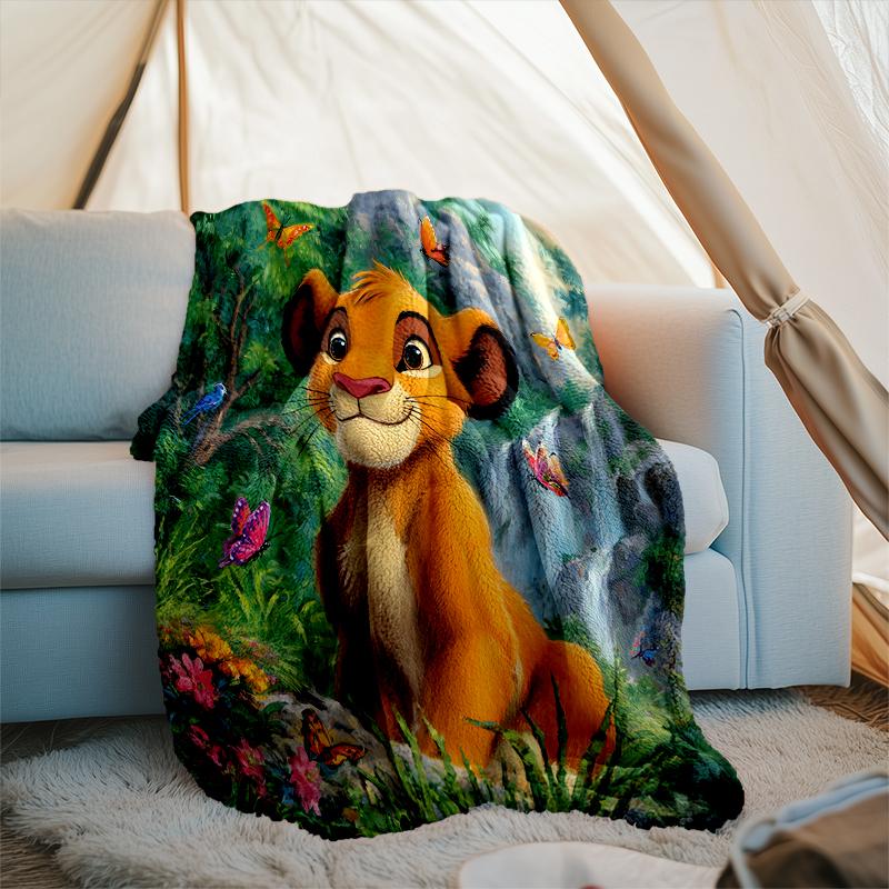 1PC Cartoon Lion king Printed Soft Flannel Blanket Throw for Adult Bedroom Living Room Sofa Camping Travel Fan gifts Christmas Gifts