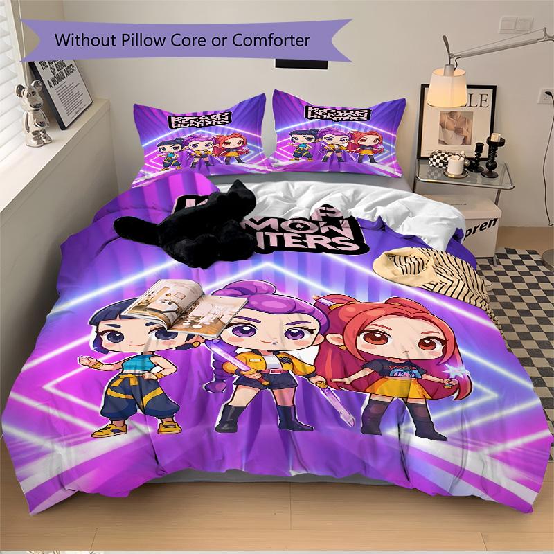 Kpop Demon Hunters Print 3Pcs Bedding Setduvet Cover With 2 Bedropillowcase Home Birthday Gift