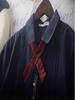 Women's Summer Loose Fit Bellows-Pleated Short-Sleeve Shirt with Bow Tie - Japanese School Style