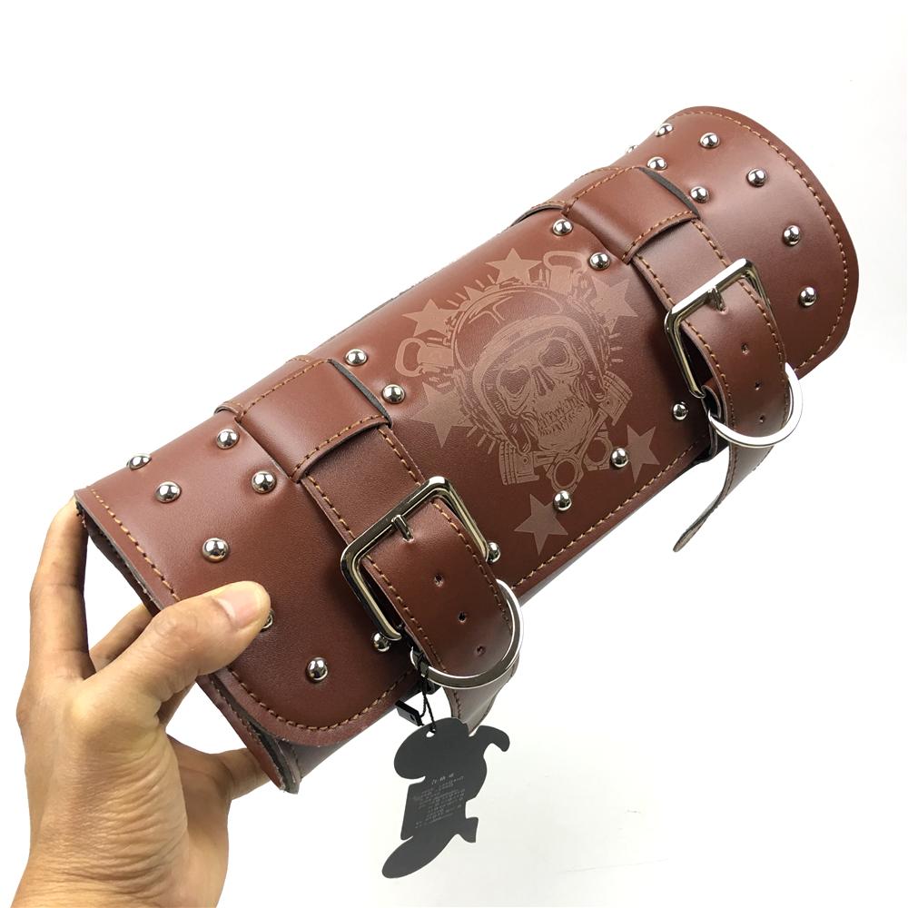 Universal Black Motorcycle Tool Bag Front Fork Handlebar Saddlebag Roll Barrel Racing Tail Barrel