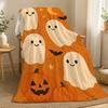 Vintage Style Pumpkin Ghost Throw 240g Flannel Blanket, Suitable for Sofas, Beds, Offices, Exquisite Gift Blankets