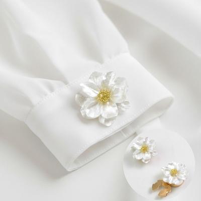 Flower Shape Pearl Sleeve Button Clip Clothing Decoration Cuff Links Fashion Button Covers Cloth