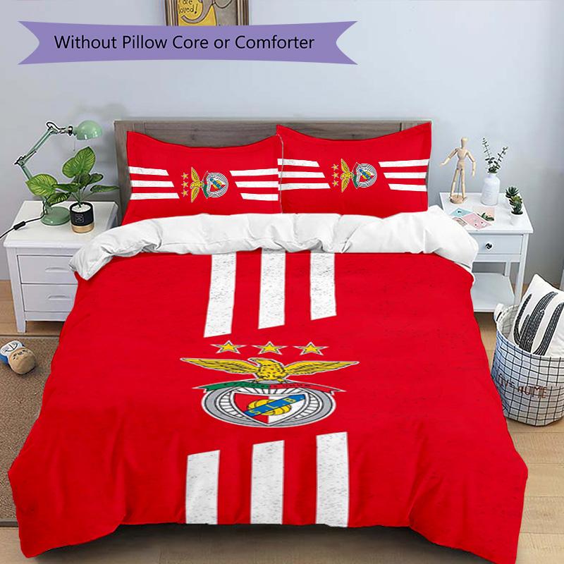 Benfica FC 3pcs Bedding Set Duvet Cover Closure Includes 1 Duvet Cover & 2 Pillowcases for All Seasons Bedroom Home Dorm Decor