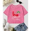 Cherry Iced Drinks Print Women Washed T-Shirts Y2K Cotton Crewneck Tops Fashion Slim T Shirt  Female Sportswear