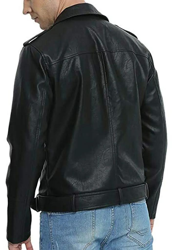 AL KHALID Black Leather Jacket Men's Outerwear Genuine Lambskin Belted Biker Western Style