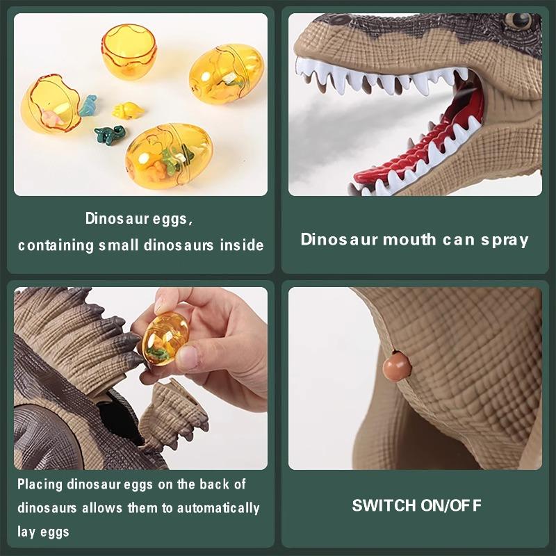 Electric Walking Dinosaur Robot Toy with LED Lights And Sounds Spraying Function Mechanical Model for Kids Birthday Gifts