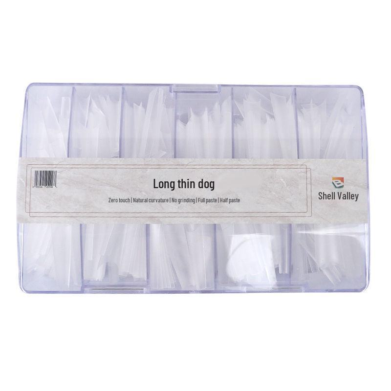 Super Long Fine Dog Nail Art Tips - No Grind, Full Code Fold, No Trace, Quick Apply Replacement for Nail Art Shops