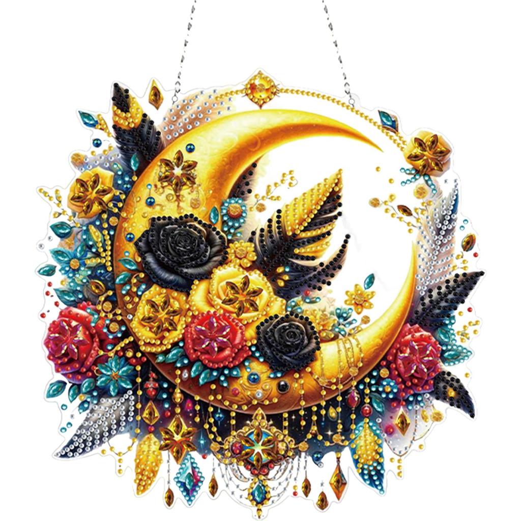 Acrylic 2D/Flat DIY Special Shape Rhinestone Diamond Art Window Pendants Diamond Art Pendant Window Hanging Art for Home Decor