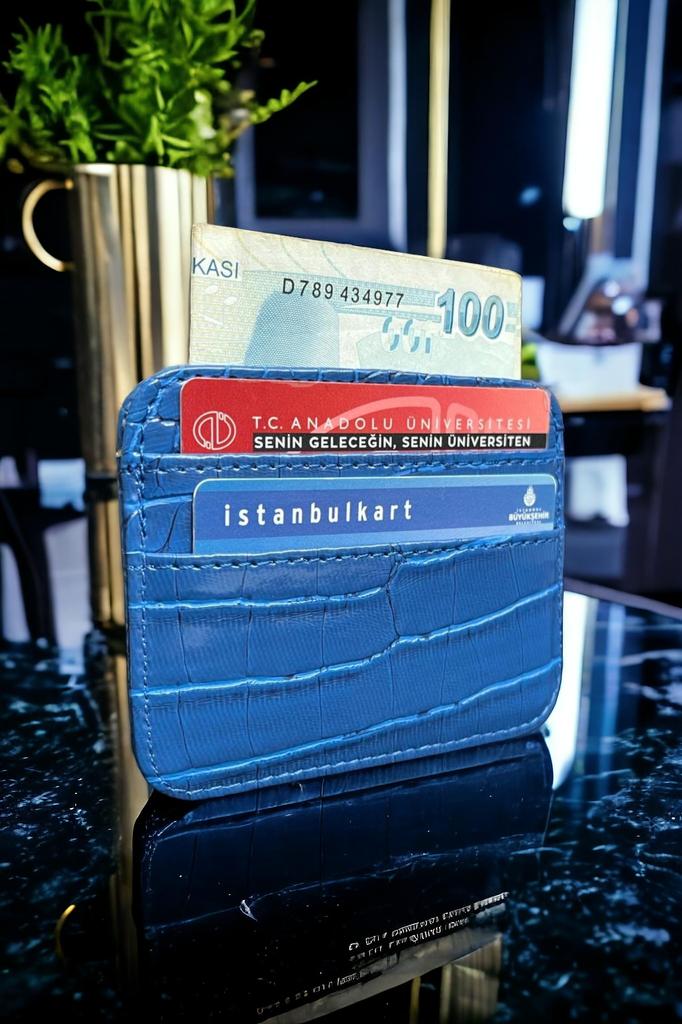 Damen Kartenetui doppelseitig kleines Geschenkaccessoire blau